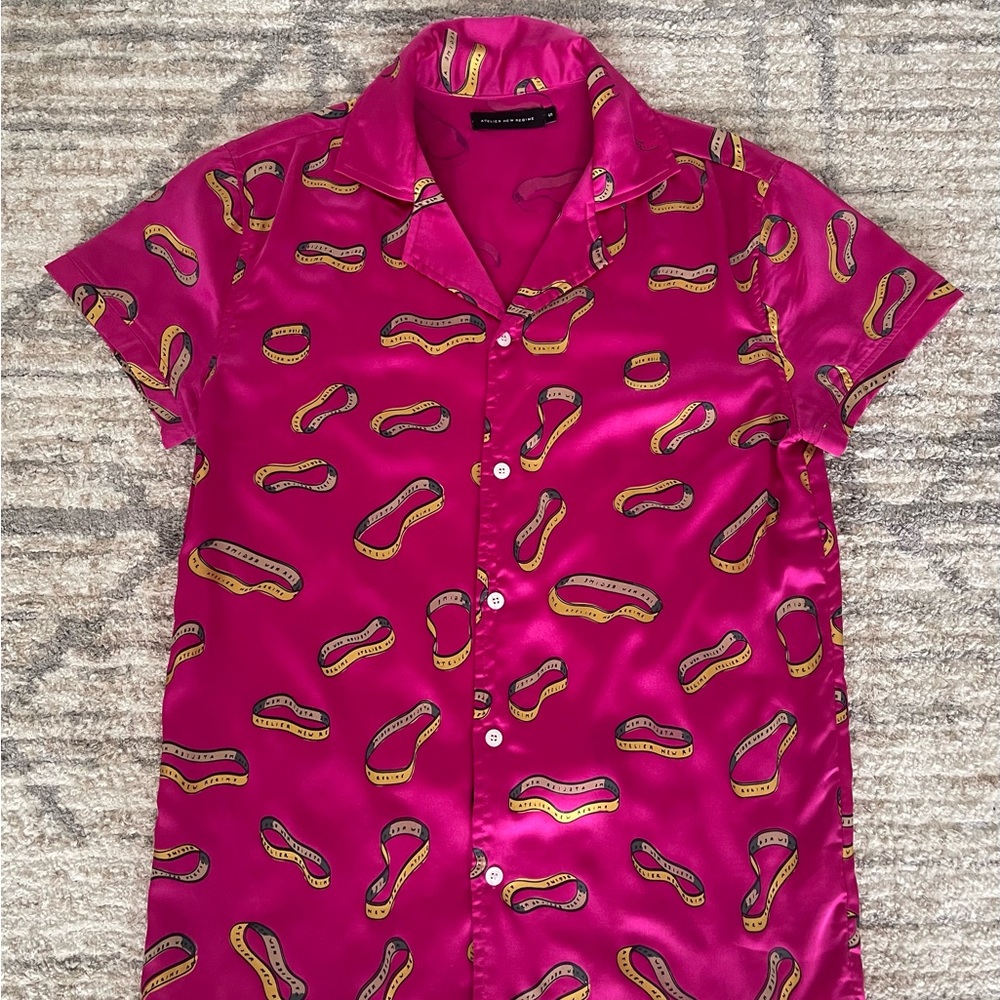 ATELIER NEW REGIME Pink Rubber Band Button Up
